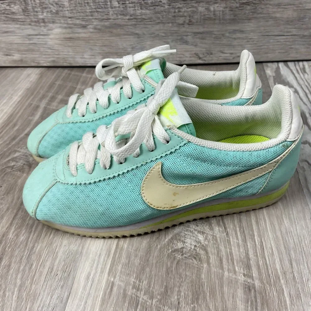 Nike Womens‎ 5 Classic Cortez 644408-317 Teal Casual Shoes Sneakers Flaws Stains - Picture 3 of 12